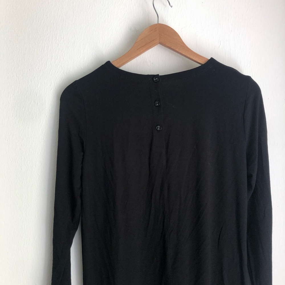 Eileen Fisher Size Small Black Long Sleeve Back Button Dress - Picture 9 of 9